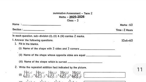 3rd std Maths Half yearly Exam December-2025 tomorrow Exam original Question paper TM 4th std -2025