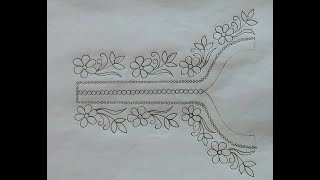 Hand drawing neck design for girls dress,Pencil drawing neck design for hand embroidery