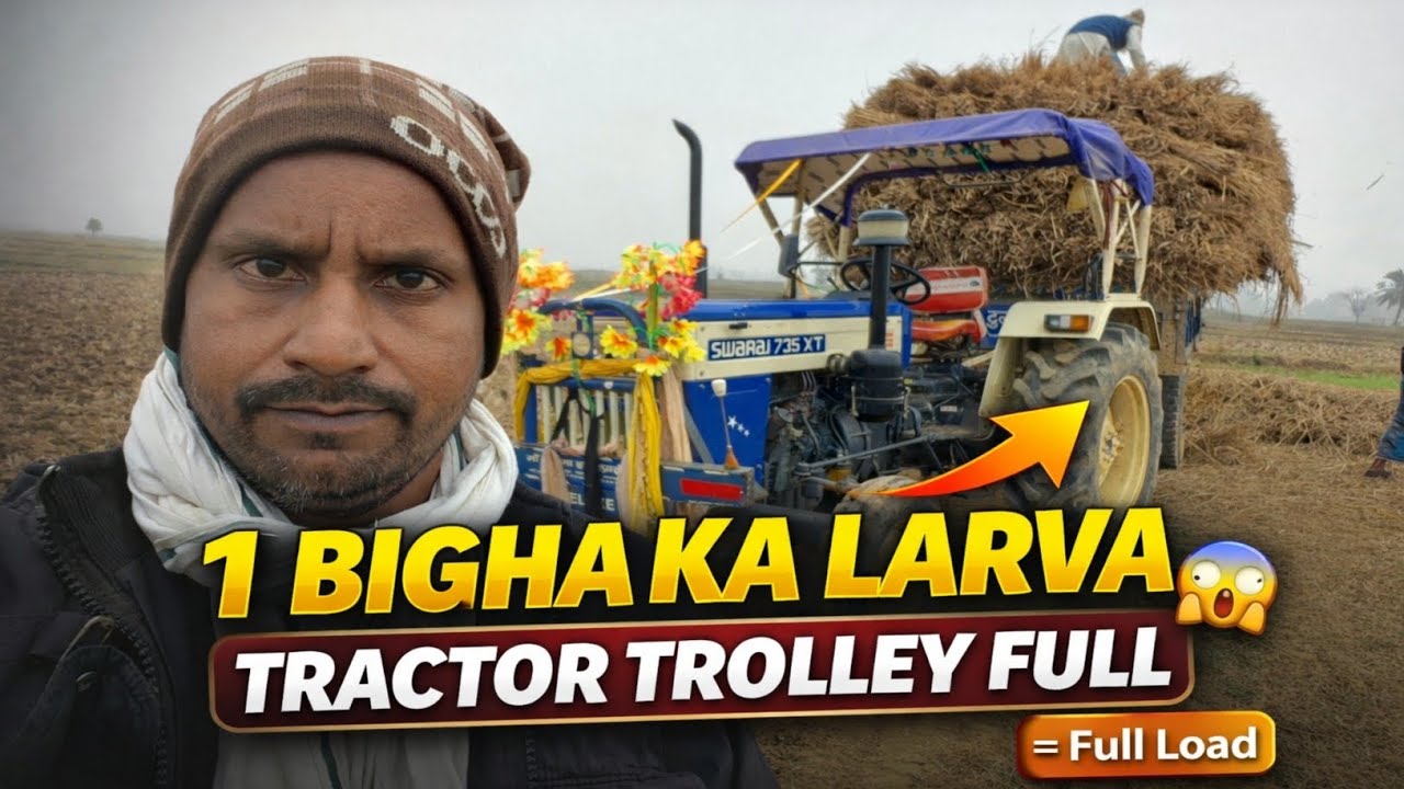 1 Bigha Ka Larva | Tractor Trolley Full Load | Real Farming Power | Village Agriculture 