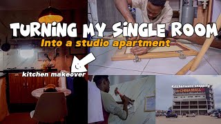 completely turning my single room in Accra Ghana into a studio apartment : the kitchen makeover