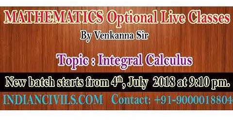 New batch starts for mathematics optional on today at 9:10pm