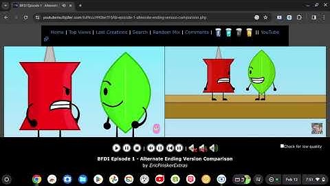 BFDI Episode 1 - Alternate Ending Version Comparison