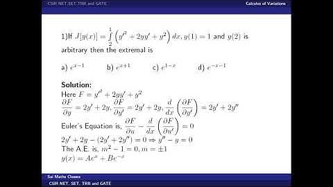 CSIR NET MATHEMATICS || Calculus of Variation || Dec 2016 || Part-C || Gate
