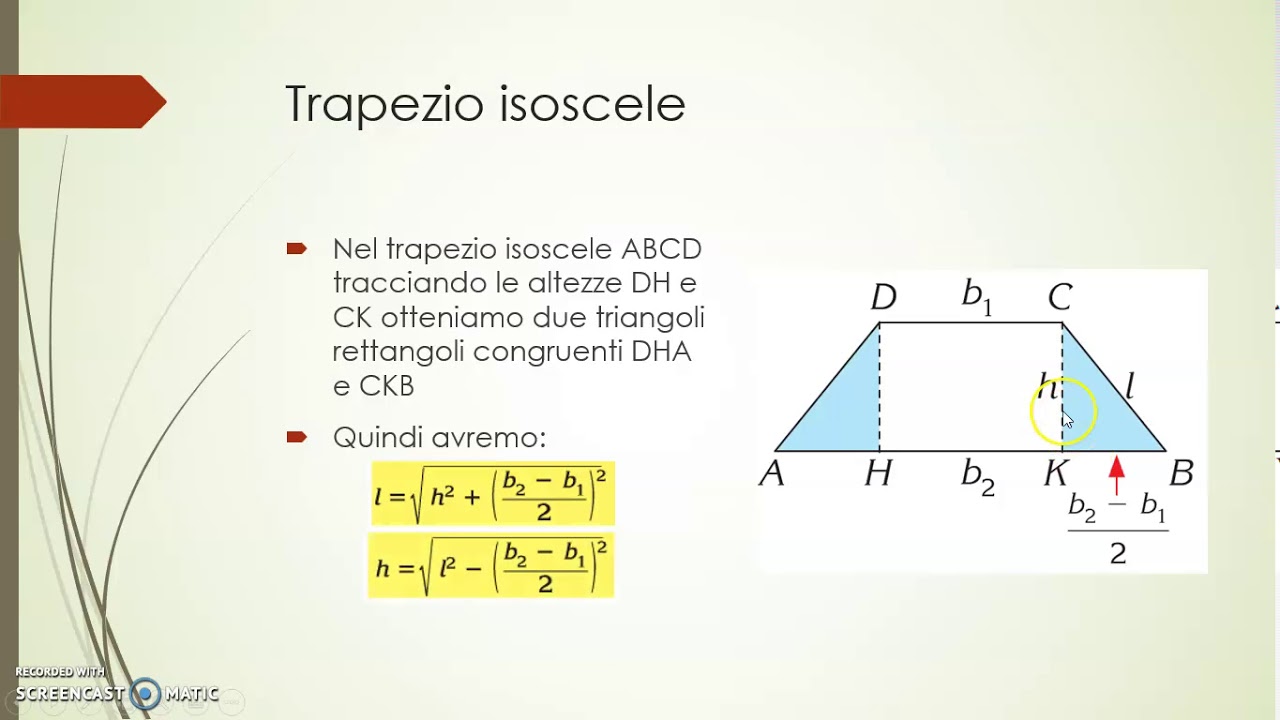 Applicazione Del Teorema Di Pitagora Al Trapezio Isoscele