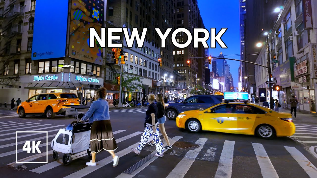 New York, Amerika Serikat | Midtown Manhattan | Jelajah Kota Malam 4K