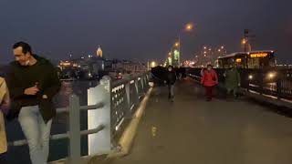 Istanbul Night Walk  Evening on Galata Bridge