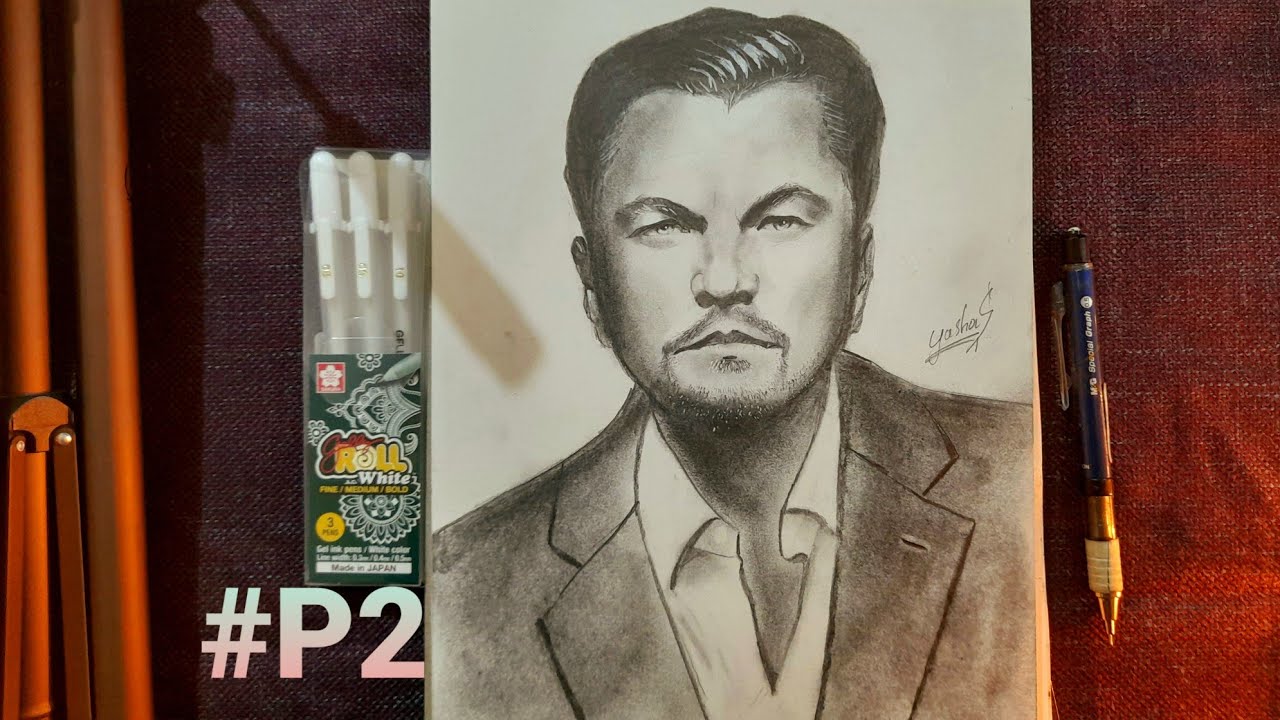 Drawing (Leonardo DiCaprio) Part 2 , Titanic hero ..White pen unboxing