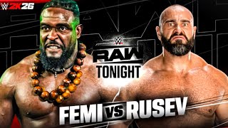 Oba Femi vs Rusev Wwe Raw 26 April 2026 Tables | WWE 2K26 Gameplay