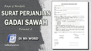 Cara Membuat Surat Perjanjian Penggadaian Sawah di MS Word
