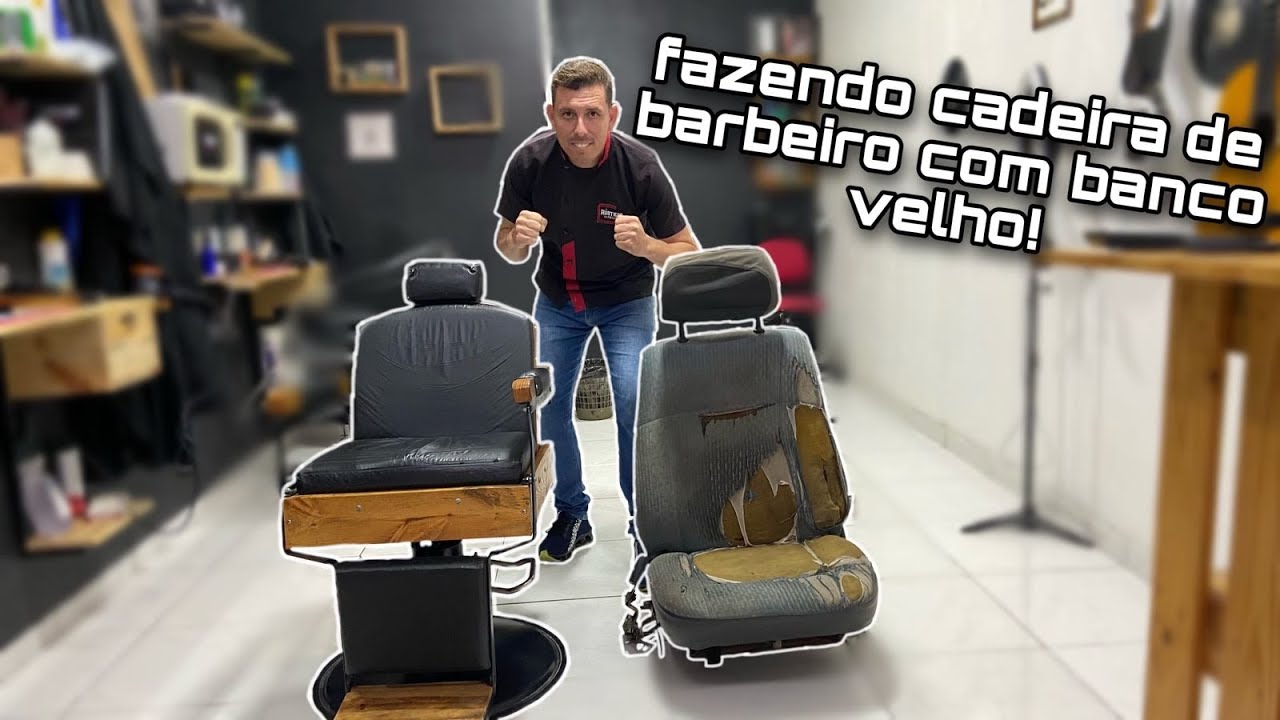 como fazer cadeira de barbeiro usando banco velho de carro 