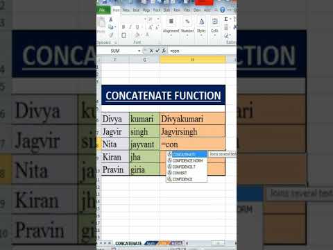 CONCATENATE FUNCTION EXCEL | #excel #exceltips #exceltutorial #variouscomputercourse #course