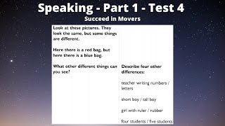4.1 | Speaking - Part 1 - Test 4 | Succeed in Movers