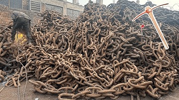 Amazing Process of Making Pickaxes Through Anchor Chains | Old Man Making Pickaxes by Metal Forging