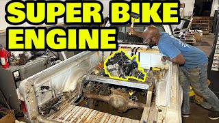 Mounting The Turbo Hayabusa Motor In Our Mid Engine Pickup Truck