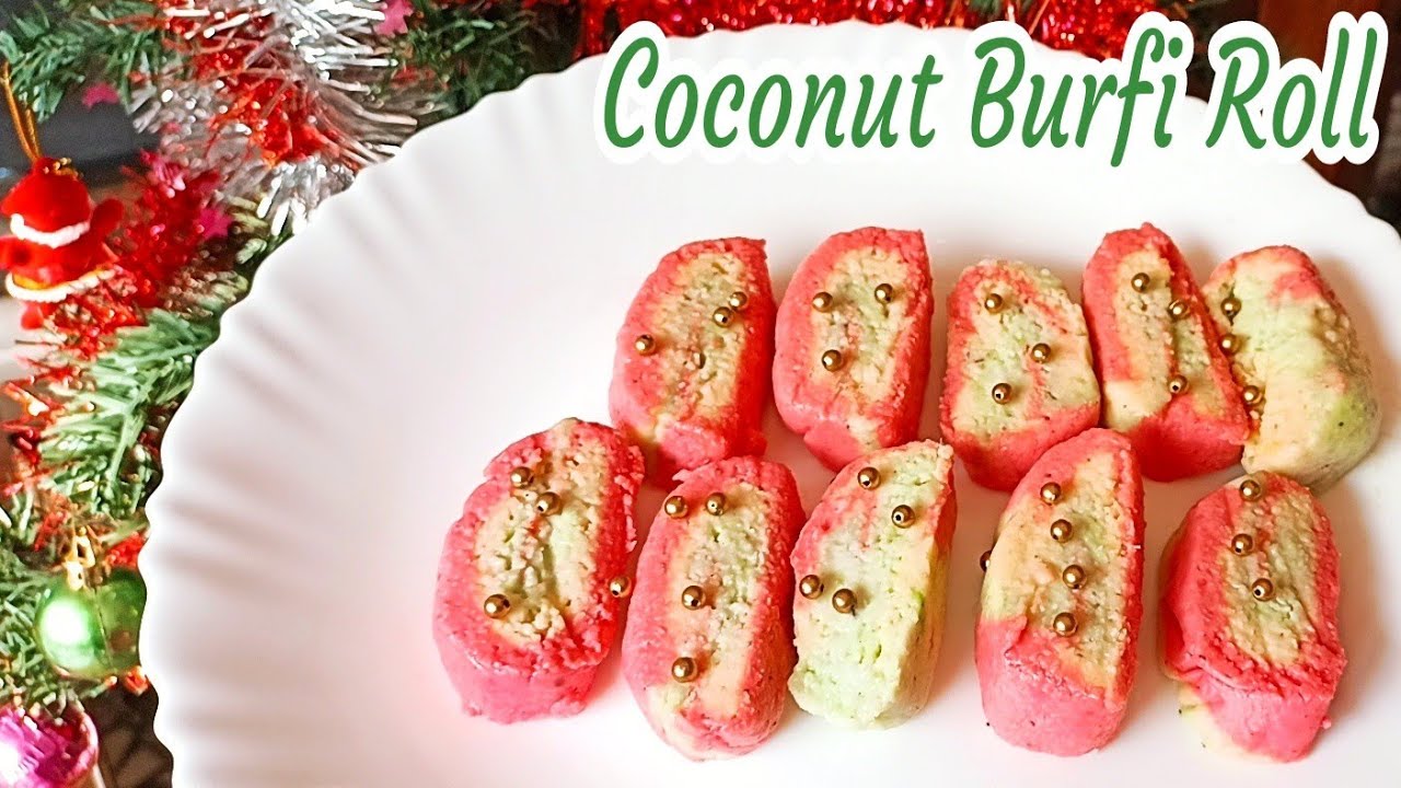 Coconut Milk Powder Barfi RollEasy Sweet RecipesChristmas Special