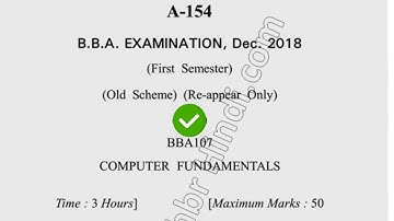 2018 Dcrust BBA 1st Sem Reappear Computer Fundamental Question Paper