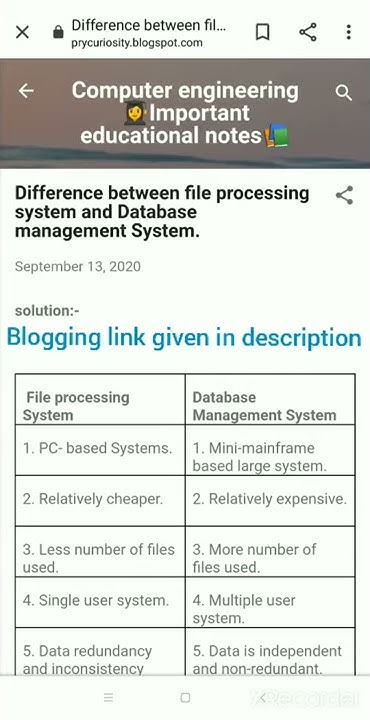 Difference between File processing system and Database management ...