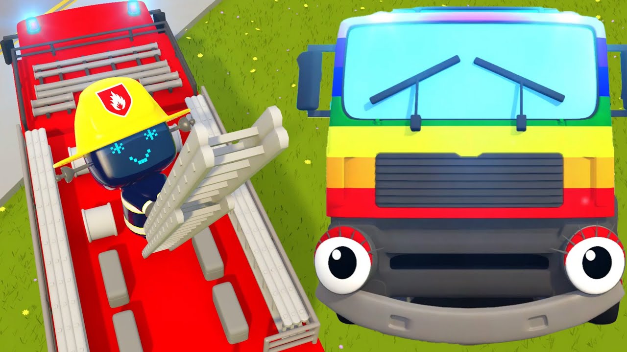 Rainbow Fire Truck Song + more Classic Nursery Rhymes for Kids Songs | Gecko's Garage Truck Cartoon