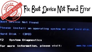 Boot Device not found - Please install an operationg System - Hard Disk (3FO) | Bangla