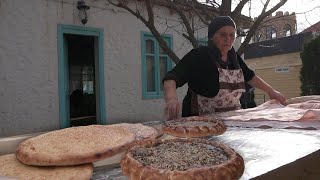 Life in DAGESTAN Lezgian village. Making traditional Lezgian pie  HARHA. Russia nowadays life