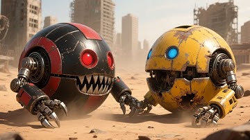 Pacman vs Flying Robot with Chain Chomp in a Transforming Techno Lava Labyrinth