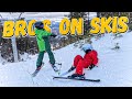 The skiing family  fighting on skis