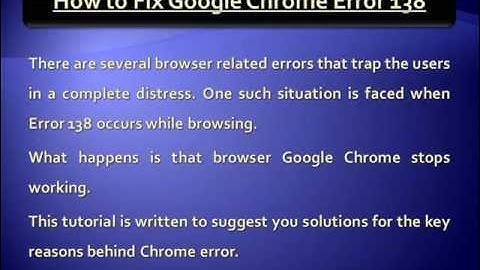 How to Fix Google Chrome Error 138