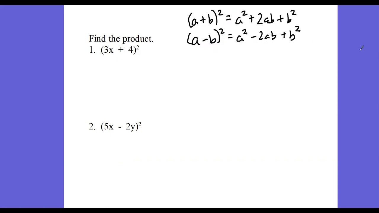 3 Examples Of Using The Square Of A Binomial Pattern Part 1 YouTube 3 Examples Of Using The Square Of A Binomial Pattern Part 1 YouTube