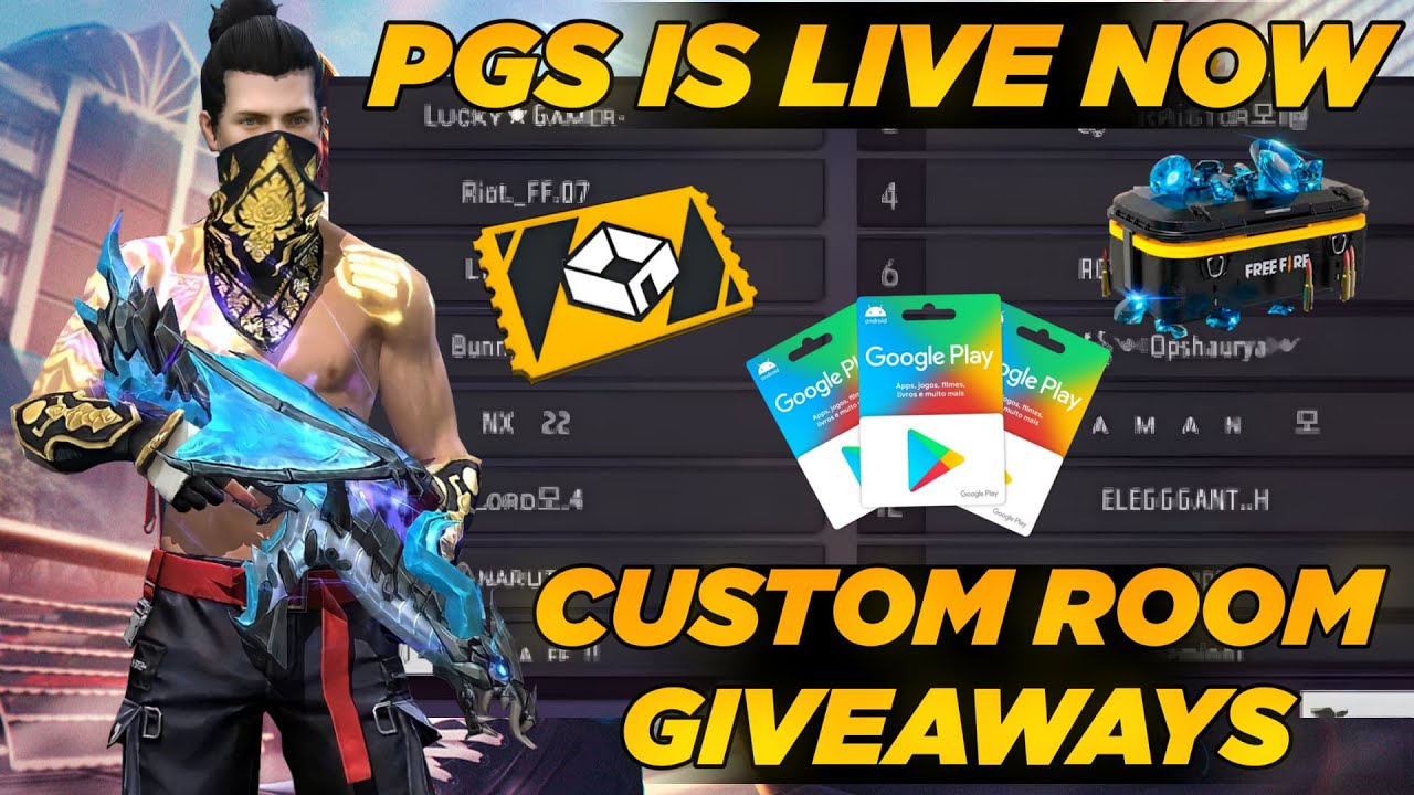 FREE FIRE LIVE GIVEAWAY CUSTOM ROOM | FF LIVE DIAMOND OR REDEEM CODE ...
