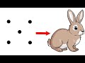 Rabbit drawing from 5 dots  easy rabbit drawing for beginners