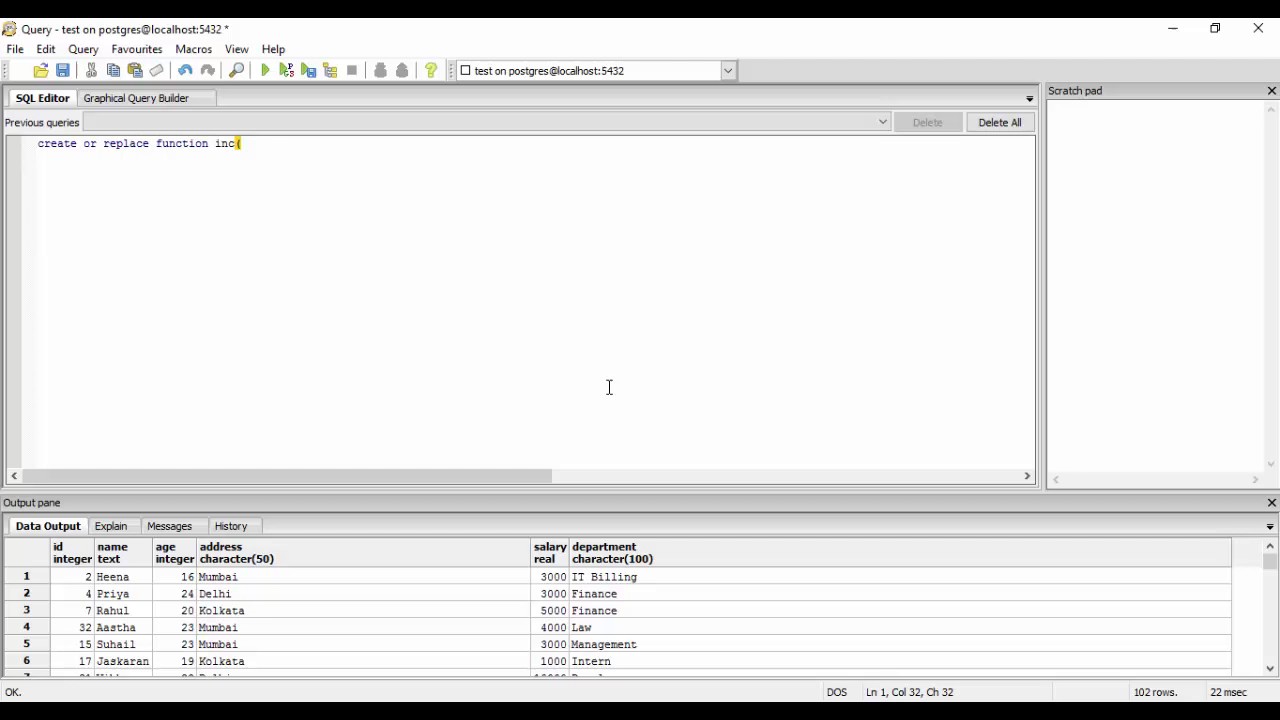 Tutorial 42 - Creating Functions In Postgresql