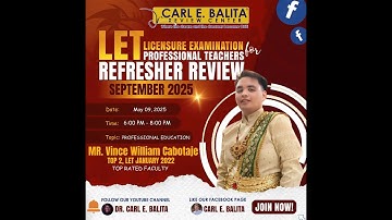 LET REFRESHER REVIEW in Professional Education with Mr. Vince William Cabotaje, Top 2.