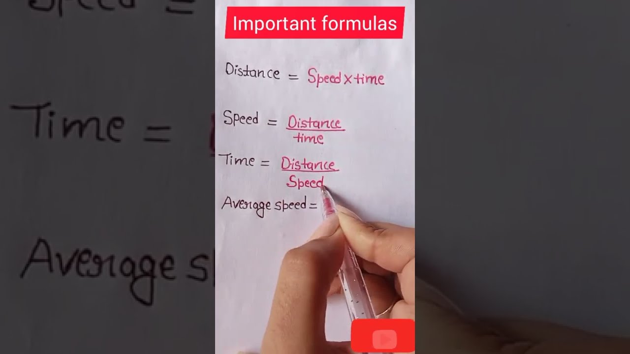 Important Formulas Of Speed Distance And Time Shorts