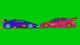 Green screen animasi mobil balap keren