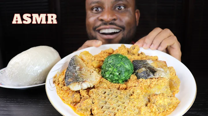 Mukbang Asmr Beef Belly,Chaki,Veins,Fried Fish Egusi Soup & Pounded Yam/Nigeria Food mukbang