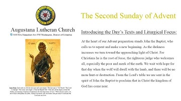 The Second Sunday of Advent - December 8, 2019