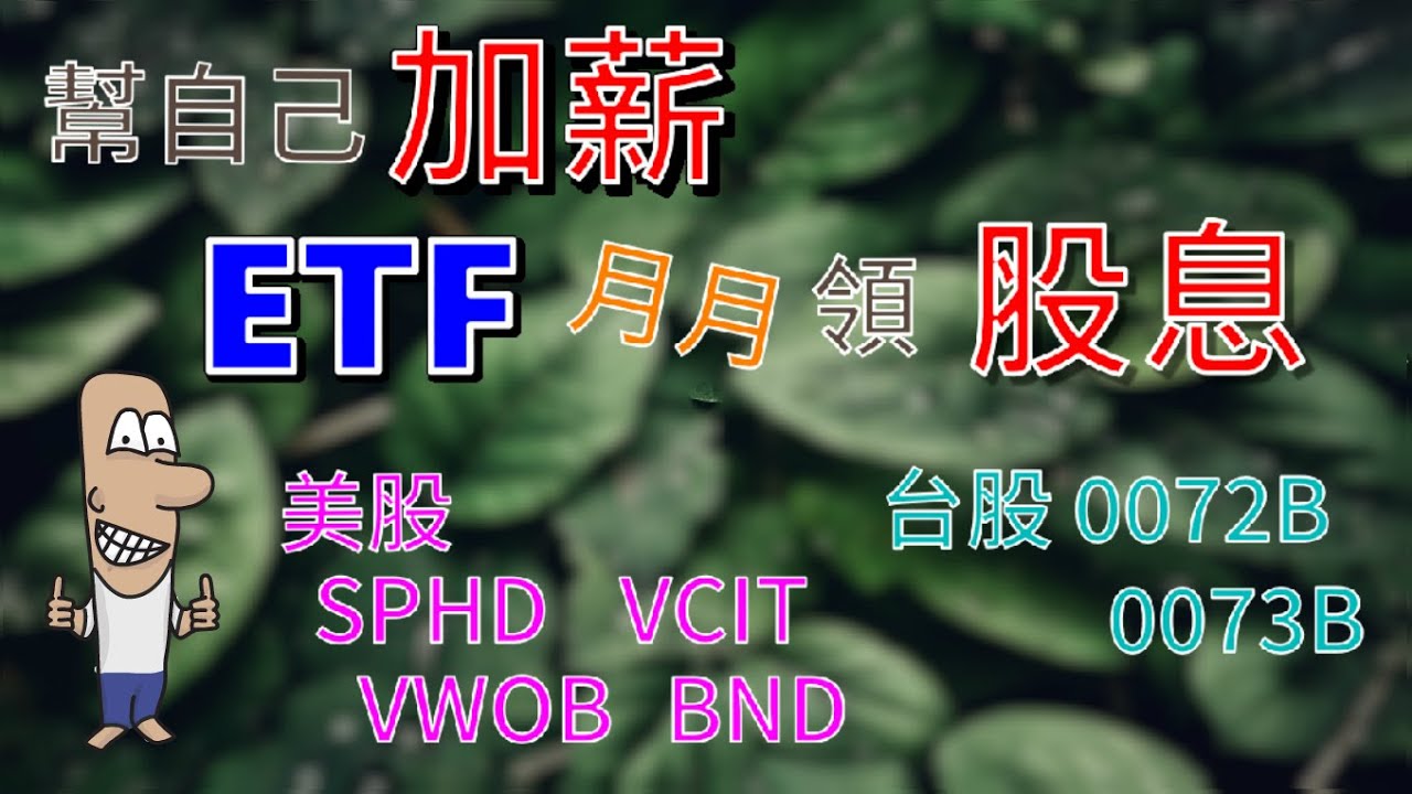 投資理財入門 幫自己加薪 月配息etf 每月領股息 增加現金流 退休免煩惱 還不用繳稅 Sphd 債券型etf Vcit Bnd b b Youtube