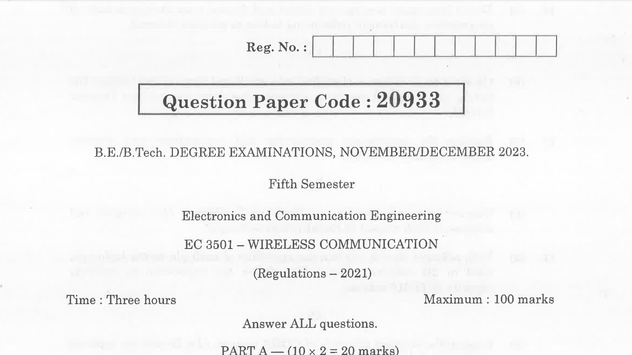 EC3501 | Wireless Communication | Nov Dec 2023 | Anna University ...