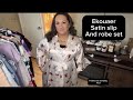 Ekouaer Women's Silk Robe Set V-neck 2 Piece Bridal Party Robes and Satin Bathrobe Set with Pockets