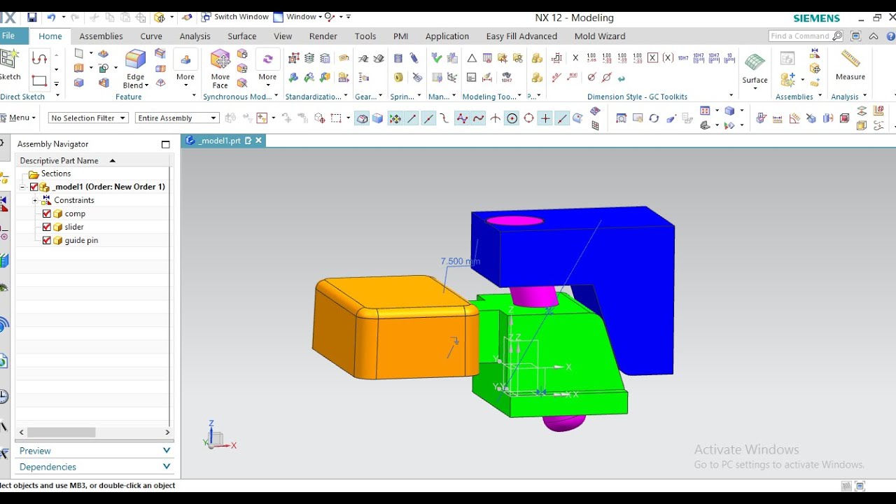 #Slider Concept #Assembly Constraints in #NX #Mold Design - YouTube