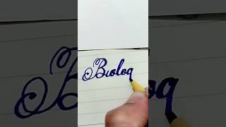"Biology" in Cursive writing#Calligraphy#Cursive Lettering#ytshorts #viral #abcd #reels