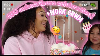 GRWM for work! | celebrate my 100 subscribers with me 🥳🎂🎉