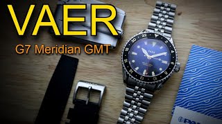 VAER G7 Meridian GMT Gilt Dial Swiss ETA Automatic Best Affordable GMT Under $1000 Jubilee Bracelet