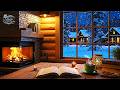 Smooth Jazz on a Winter Night ❄️ Cozy Café & Fireplace for Study & Work