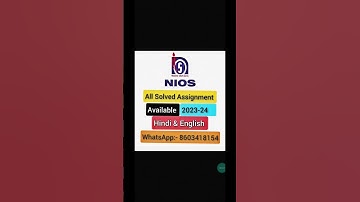 Nios All solved assignment 2022-23-24 WhatsApp:- 8603418154. Order Now. In English and Hindi