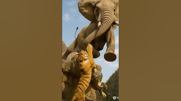 One Elephant vs. Two Tigers: A Lone Warrior’s Battle. #animals  #elephant
