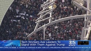 Silicon Valley Tech Workers Stage Protest Against Trump's Ban