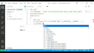 MULTIPLICATION TABLE USING FOOR LOOP IN C.