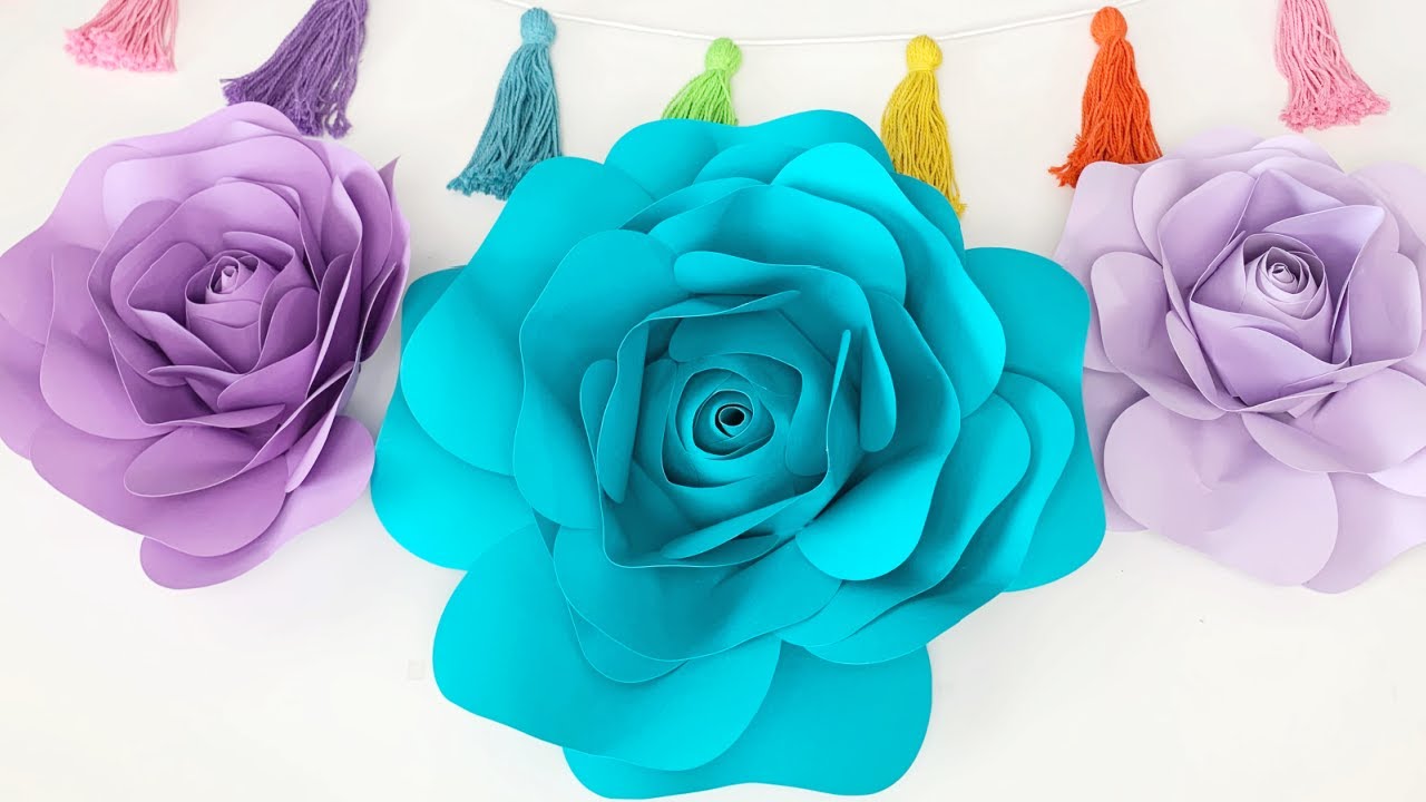 How to Make DIY Giant Paper Rose Tutorial with Cricut - YouTube