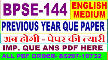 bpse 144 previous year question paper in English / bpse 144 important questions ans / bpse 144 study